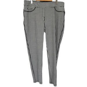 Nygard Slims Pants Womens XL Black White Check Gingham Pull On Elastic Waist